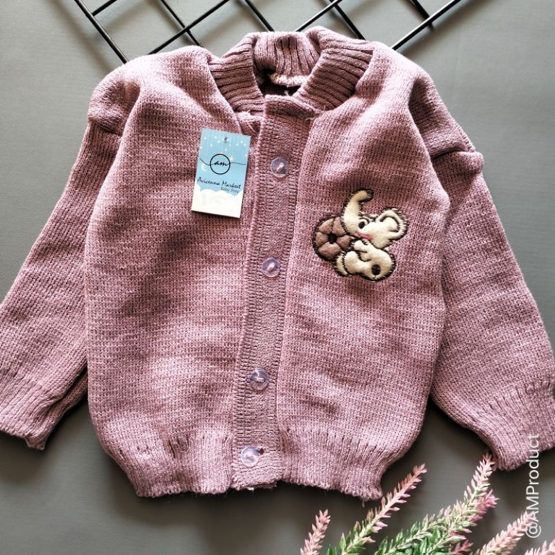 sweater jaket rajut bayi 0-6 bulan