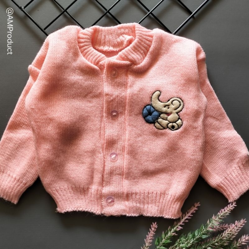 sweater jaket rajut bayi 0-6 bulan