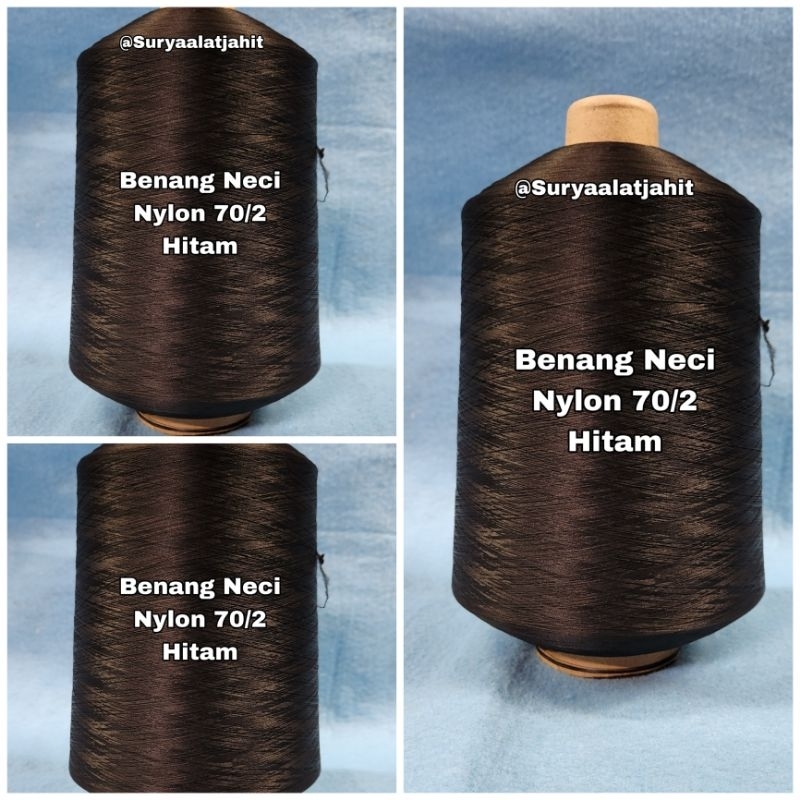 Benang Neci Nylon 70/2 Hitam @1gulung