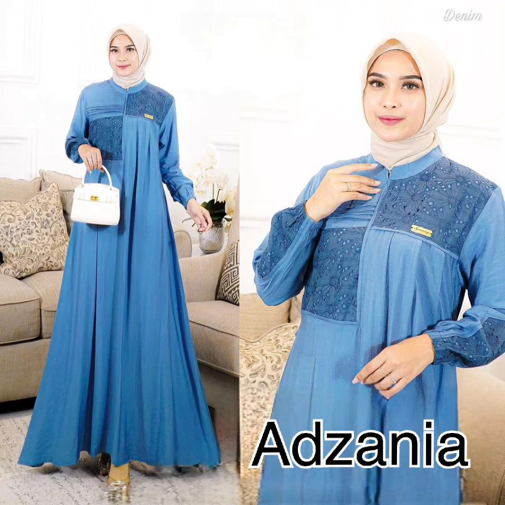 GAMIS WANITA ADZANIA DRESS NJ Bahan Polo Linen Mix Brukat Malika LD 100 - 120 cm PB 138 cm GAMIS WANITA TERBARU 2023 KEKINIAN // DRESS WANITA KEKINIAN // MAY DRESS WANITA JUMBO // PAKAIAN MUSLIM WANITA