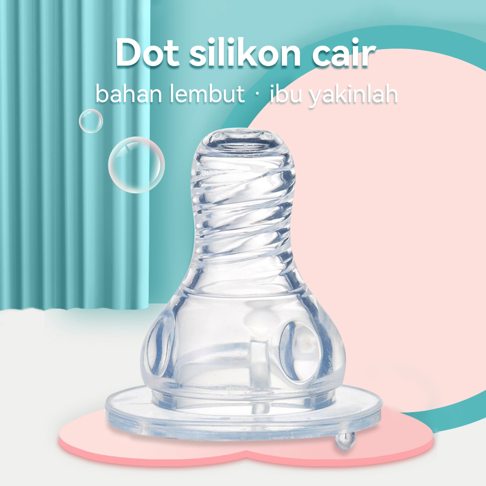 AIKOKY Dot Silikon Bayi Slim Neck Peristaltic Nipple BPA Free