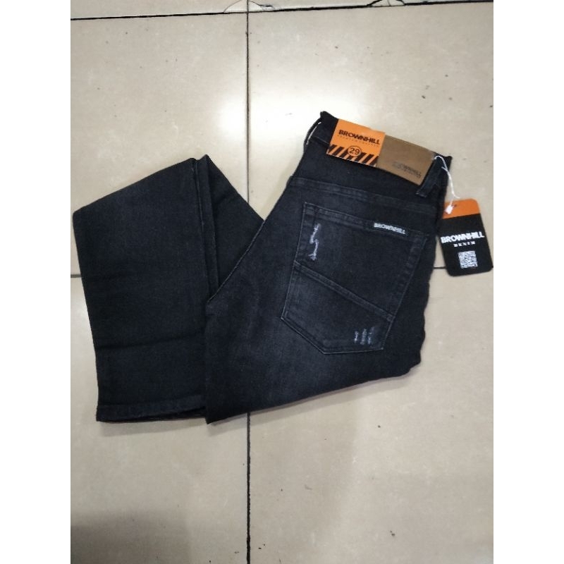 CELANA JEANS PANJANG PRIA SOBEK² DISTRO || CELANA FASHION RIPED JEANS BLACK BARON