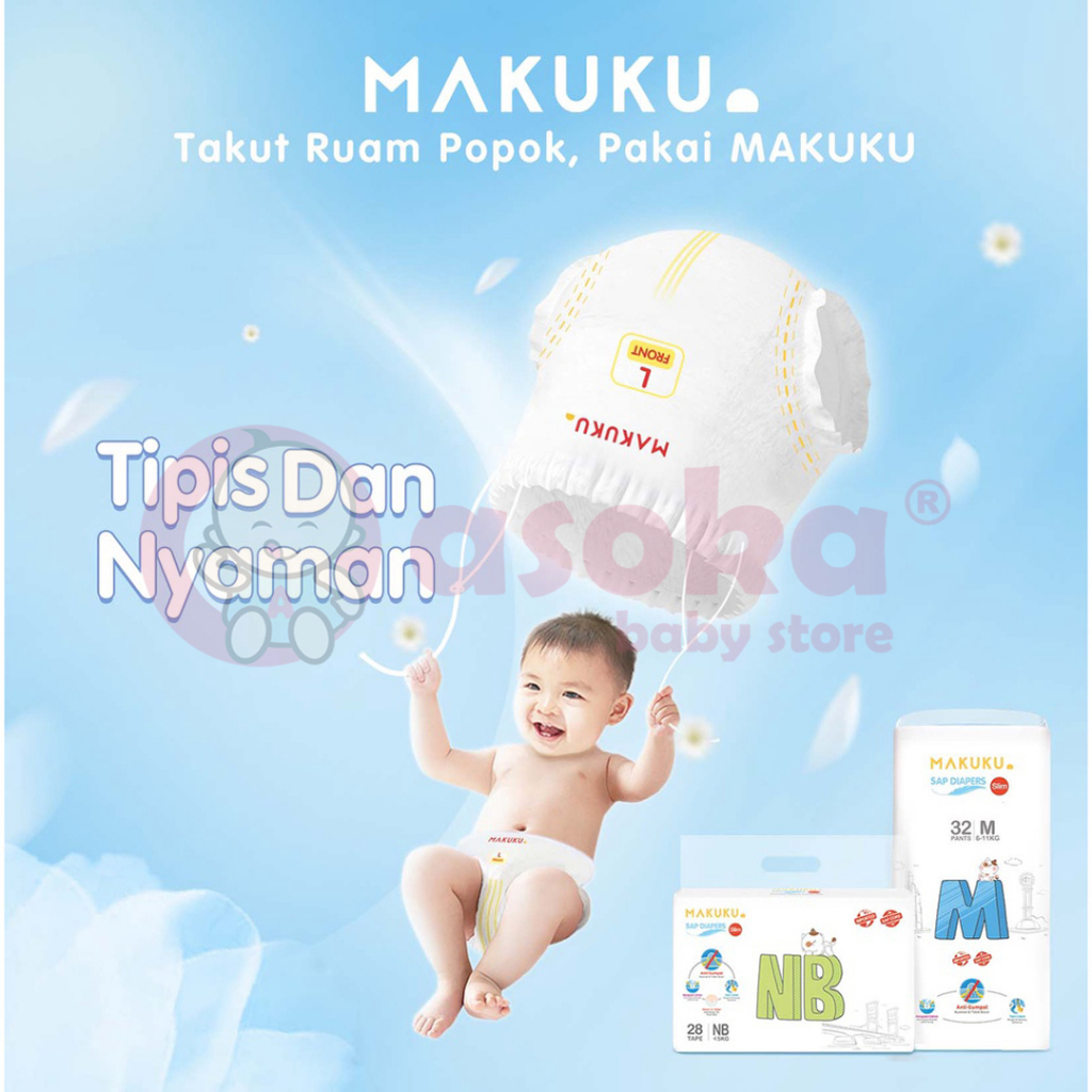 MAKUKU SAP Diapers Slim Tape / Pants NB28/S38 - Popok Bayi ASOKA