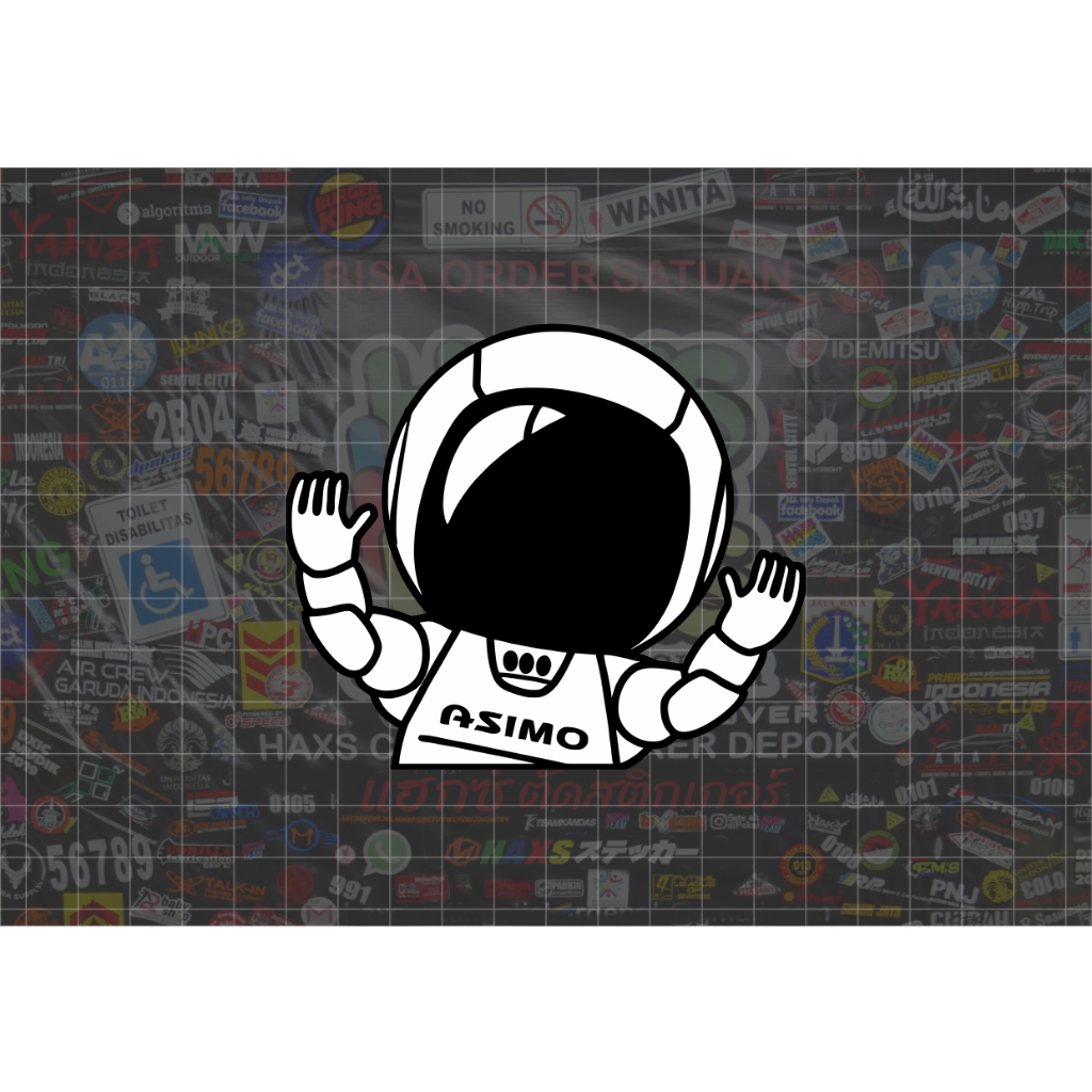 Cutting Sticker Asimo Honda Melambai 10 cm Untuk Mobil dan Motor