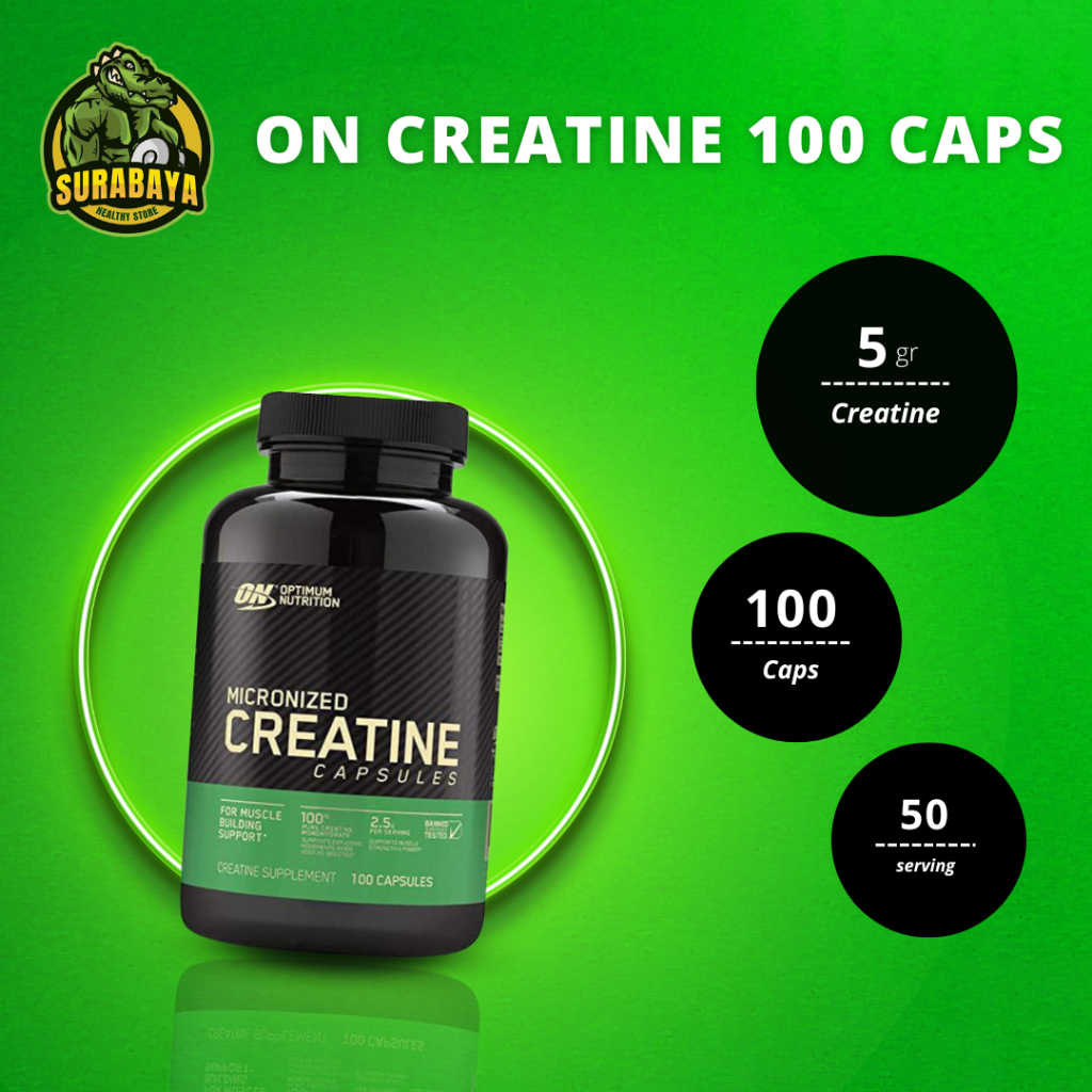 Optimum Nutrition ON Micronized Creatine 100 Capsules BPOM Creatine Monohydrate Kapsul Caps