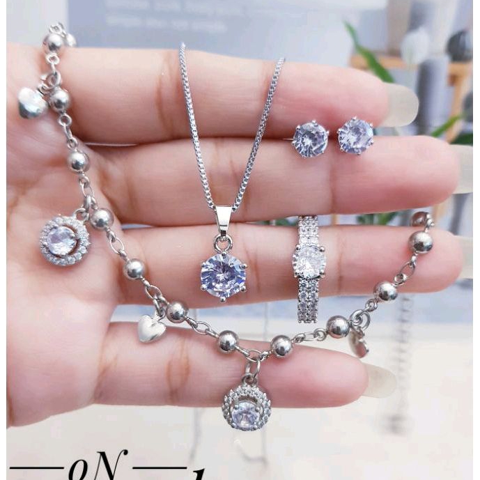 Set Perhiasan Xuping Silver Permata Zircon Aksesoris Fashion Wanita Dewasa Terbaru Murah 806a3