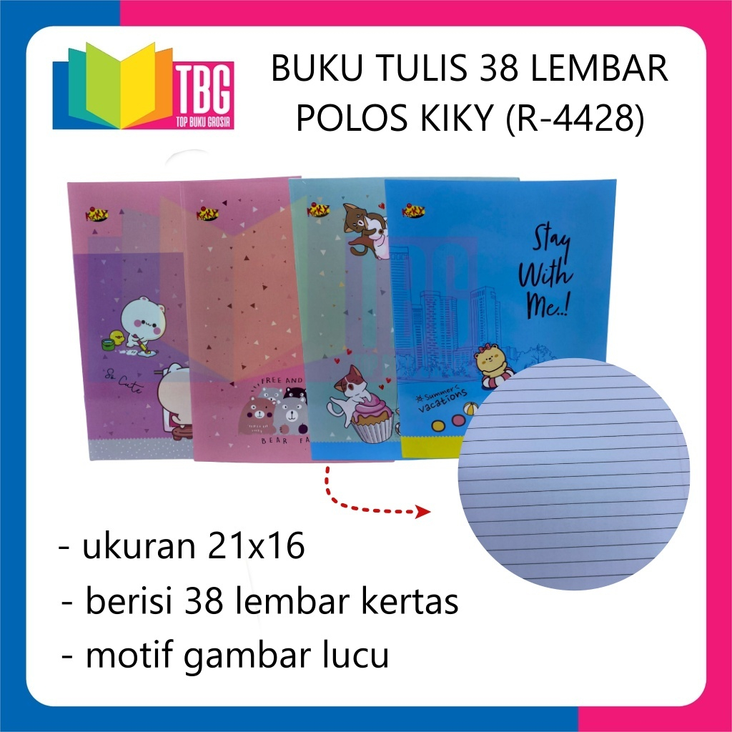 

1 PCS BUKU TULIS 38 LEMBAR POLOS KIKY BUKU CATATAN SEKOLAH NOTEBOOK (R-4428)