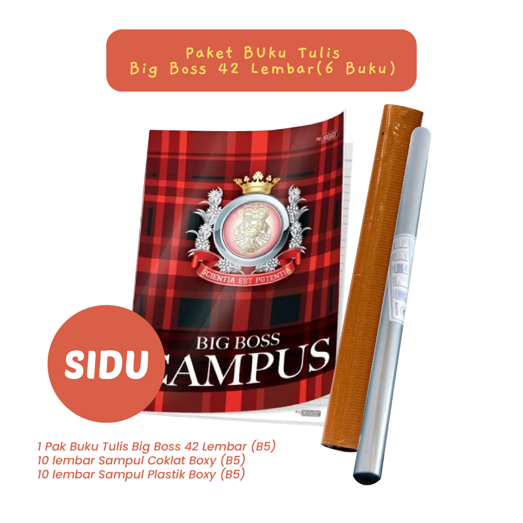 

HJK Paket 6 Buku Tulis BIG BOSS Sinar Dunia Vision 42 Lembar Sampul Plastik Coklat Back To School