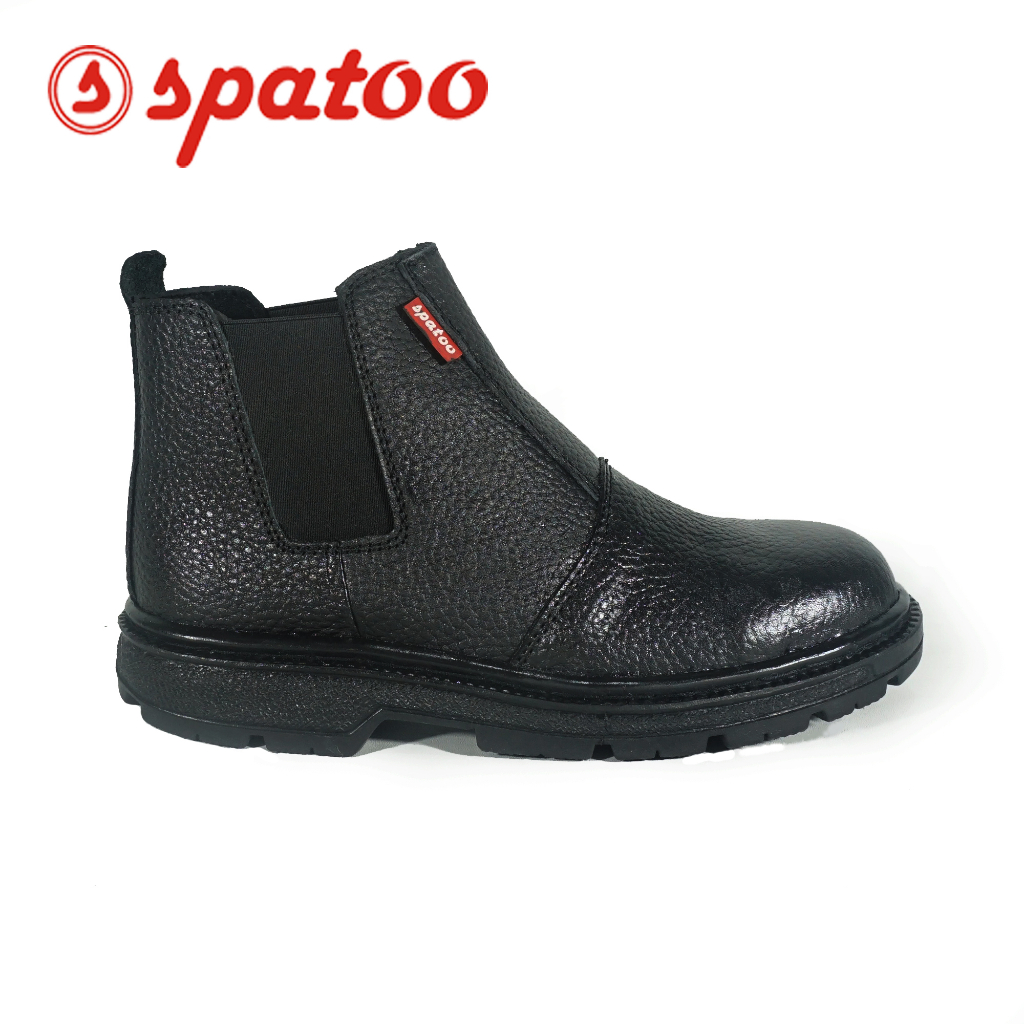 Sepatu Safety Pria Bahan Kulit Asli Premium Model Elastis Tinggi Kulit Jeruk Original Ada Besi Safety di Ujung Sepatunya Sepatu Safety Elastis Tinggi Spatoo