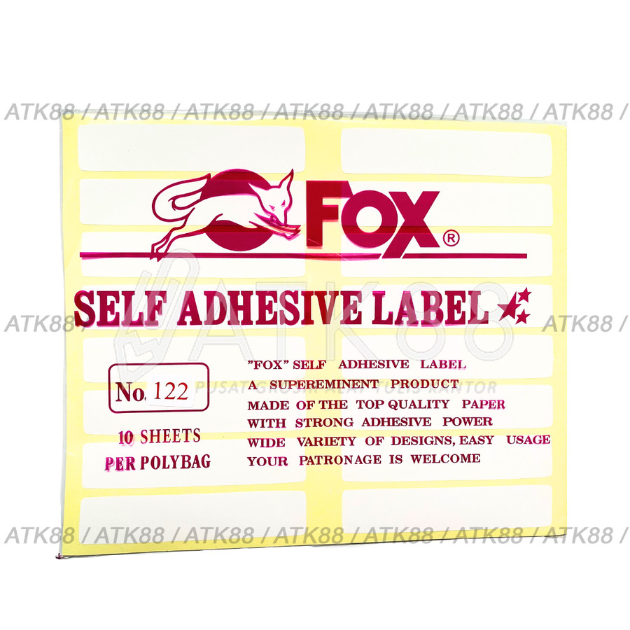 

Kertas / Label Stiker Fox No. 122 uk. 17 x 85 mm (Persegi Panjang)