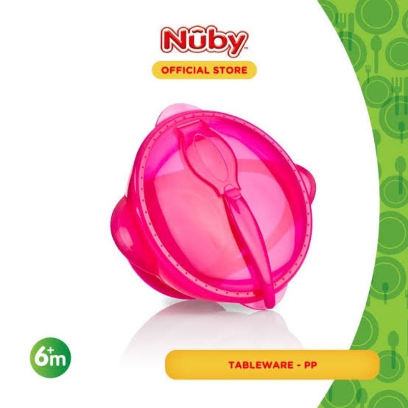 Nuby GF Suction Bowl N Spoon Lid / Peralatan Makan Bayi