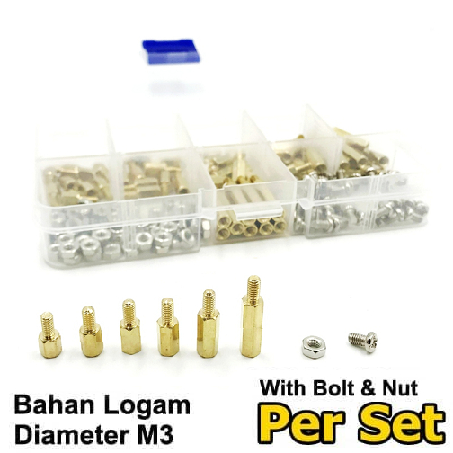 180PCS Set Baut Mur Stand Off Spacer M3 Aksesoris Dudukan PCB Kit Bahan Kuningan Slicer Screw Nut Plus Box