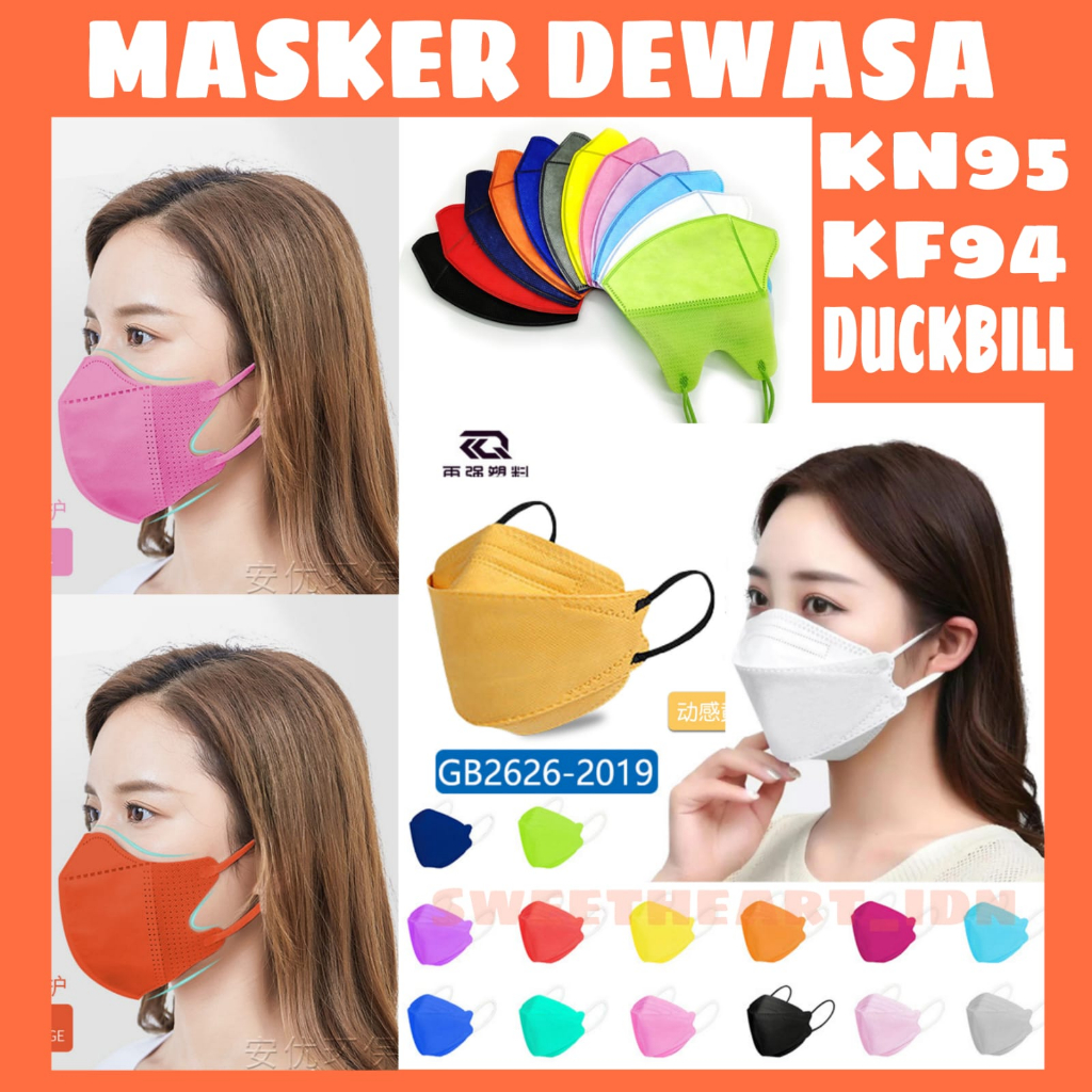 Masker Dewasa KF94 / masker duckbill dewasa / masker dewasa kn95 motif Korea Dewasa 4 ply 10 pcs High Quality PREMIUM