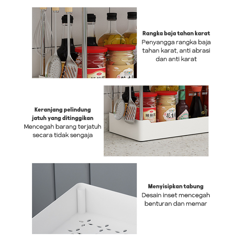 MYN Mall Rak Dapur Square Rak Kosmetik Rak Susun Serbaguna Rak Kamar Mandi Portable 3 &amp; 2 Susun