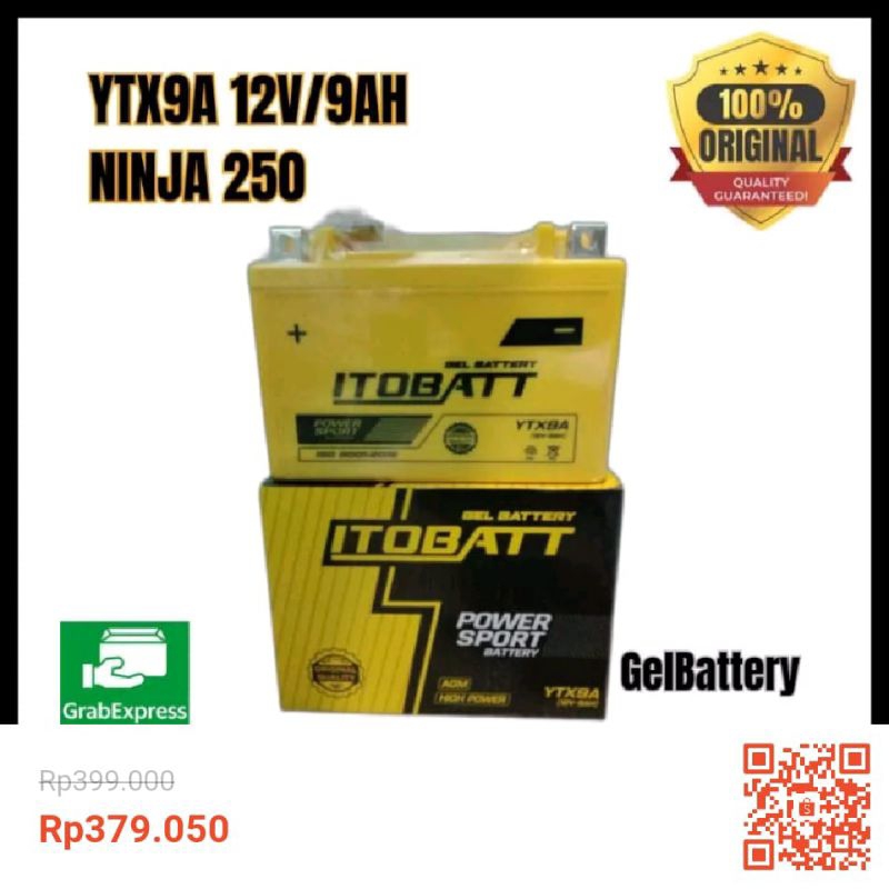 Aki sepeda motor itobat ytx9bs ninja 250