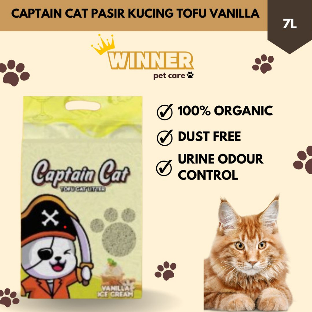 Captain Cat Pasir Kucing Cat Litter Tofu Vanilla Ice Cream 7L