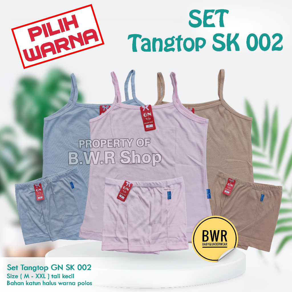 Setelan Tangtop Golden Nick SK001 / SK002  SK 001  SK 002 Tang Top + Celana Basic Muda Setelan Daleman Wanita | Bwr