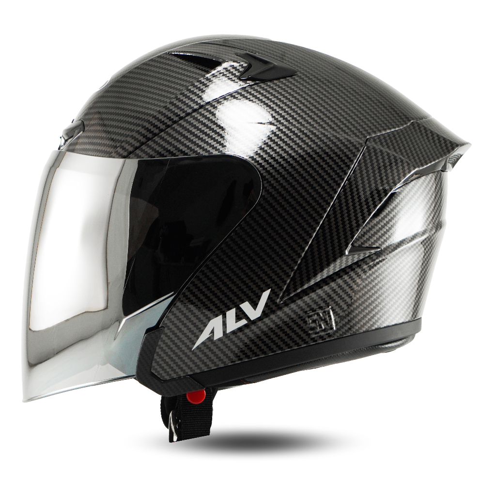 Helm Half Face ALV Ultron Carbon Black Kekinian Kaca Clear