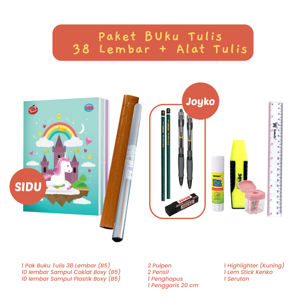 

H7Y Paket Lengkap 10 Buku Tulis Sinar Dunia Vision 38 Lembar Alat Tulis Kantor Sampul Plastik Coklat