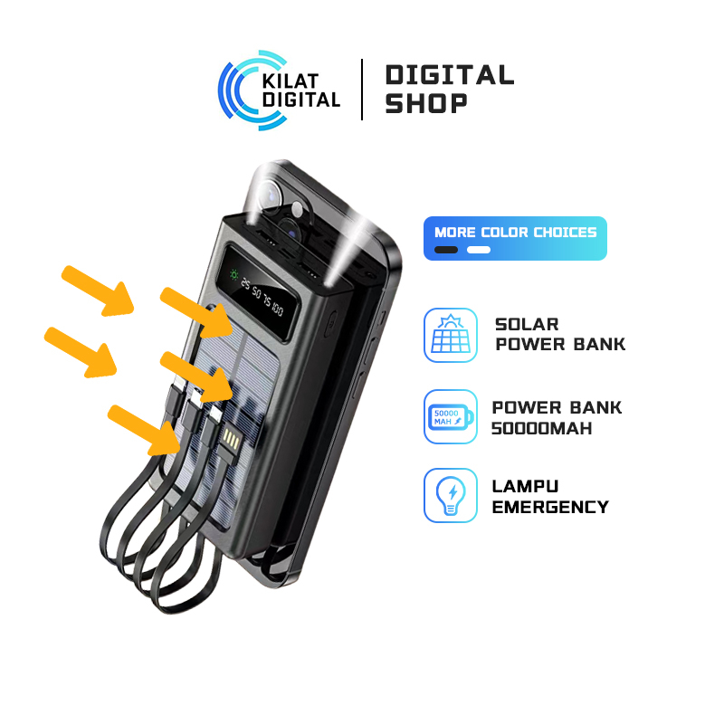 Solar Power Bank Tenaga Surya 50000mAh Multifungsi Portabel Berkapasitas Besar PowerBank / Portabel  Powerbank / Solar Powerbank / Camping Emergency Light / Bank Tenaga Surya / Fast Charging / Portable Outdoor Camping Emergency Light Powerbank