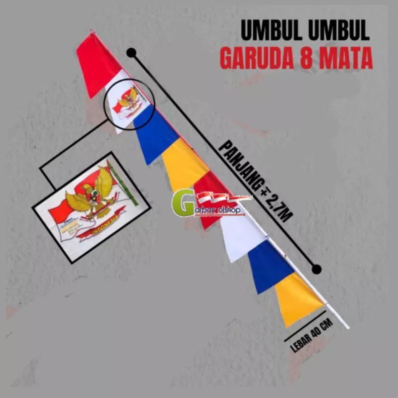 bendera (UMBUL UMBUL) Garuda - bendera 17 agustus - bendera merah putih