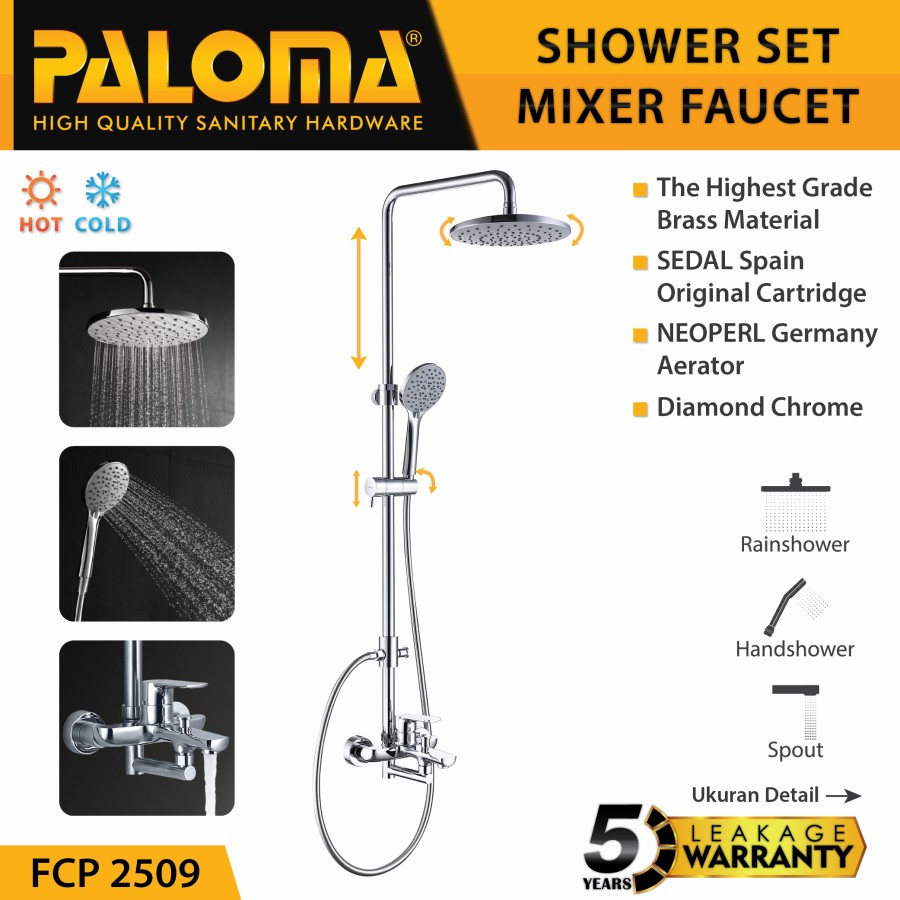 Shower Tiang Set PALOMA FCP 2509 Calumn Keran Kran Panas Dingin Mandi