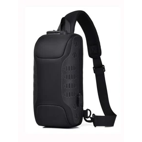 Tas Selempang Pria Crossbody Lock Sling Bag with USB Port - X311 - Black