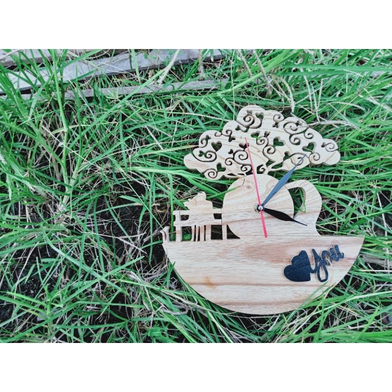 Jam dinding kayu hadiah Wedding Birthday anniversary