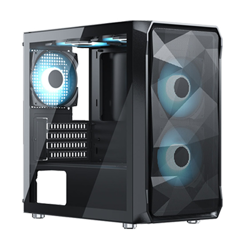 CASING VENOMRX PRAVA  + 2FAN Tempered Glass Side M-ATX Gaming Case - Hitam