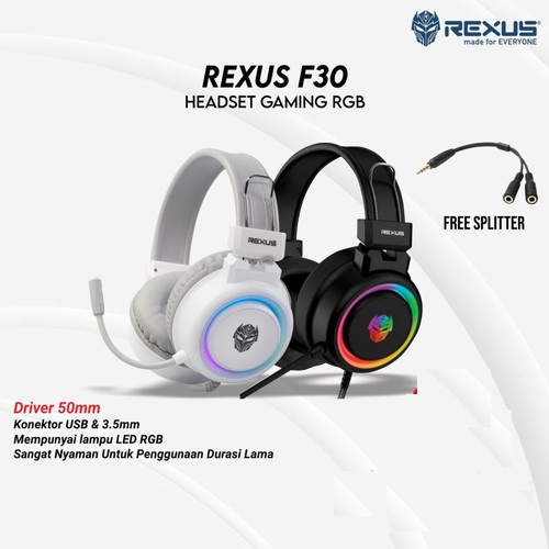 Headset Gaming RGB Rexus F30 With USB include Splitter Audio