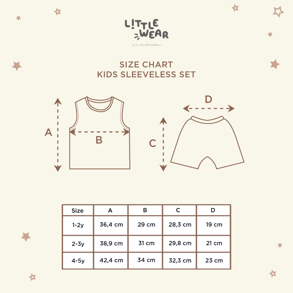 Baju Bayi Setelan Anak Kutung Singlet Celana Pendek Little Palmerhaus - Little Wear Kids Sleeveless Set 1-5 Tahun