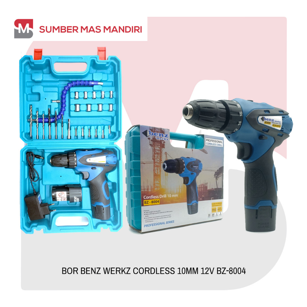 MESIN BOR BATERAI BENZ BZ8004 CORDLESS DRILL 10 MM 12 V BENZ BZ-8004