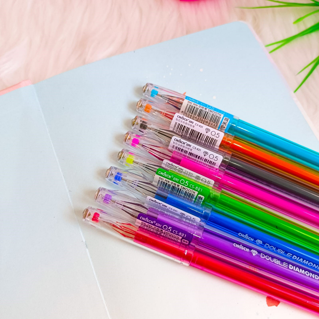 1 SET ISI 8 COLOR PEN MARBLE DIAMOND TINTA WARNA WARNI PULPEN STATIONERY PENA UNIK LUCU PASTEL