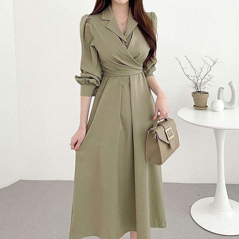 Dress Korea Musim Gugur Kerah Elegan M480