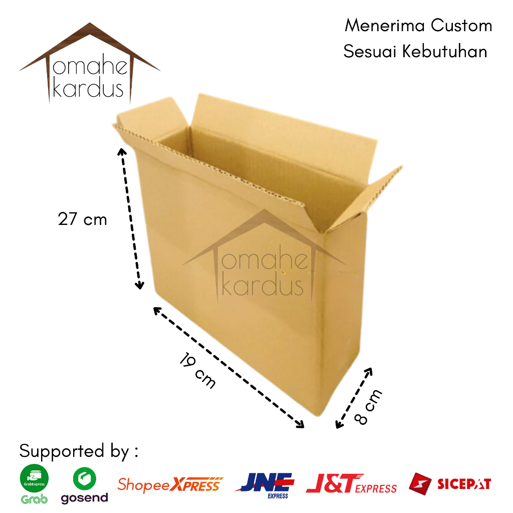 

kardus Karton Box polos baru uk 19x8x27 cm