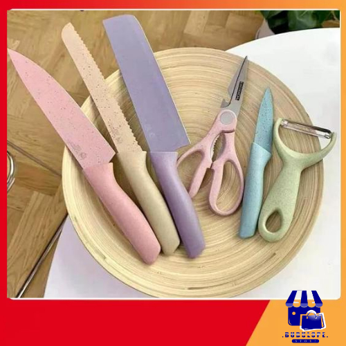 Kitchen Knife Set Stainless Steel / Pisau Dapur Set 6 in 1 Bahan Stainless Steel PREMIUM
