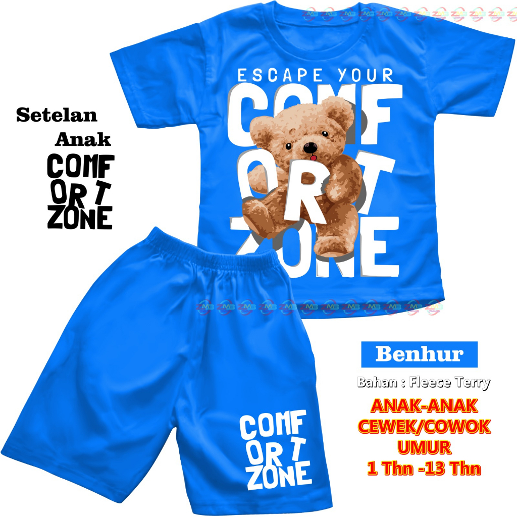 SETELAN ANAK PENDEK UNISEX CEWEK/COWOK BEAR BERUANG DIGITAL SABLON