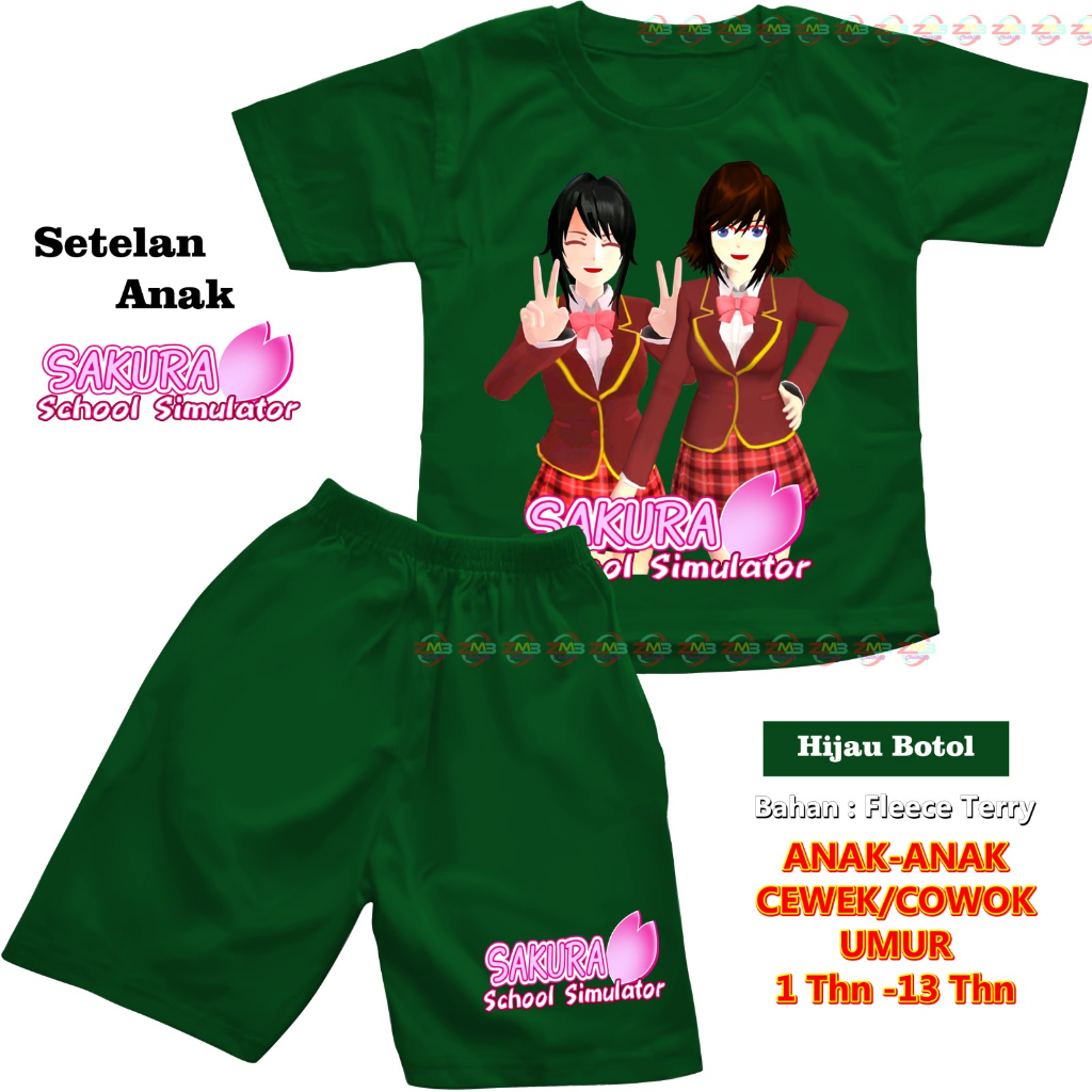 SETELAN ANAK PENDEK UNISEX CEWEK/COWOK SAKURA DIGITAL SABLON