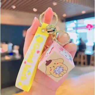 GANTUNGAN CUTE RUBIKS TOY KEYCHAIN CINNAMOROLL,POM POM GANTUNGAN KUNCI