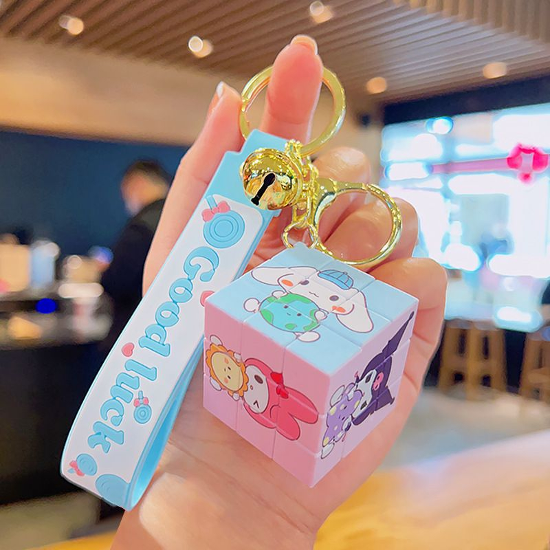 GANTUNGAN CUTE RUBIKS TOY KEYCHAIN CINNAMOROLL,POM POM GANTUNGAN KUNCI