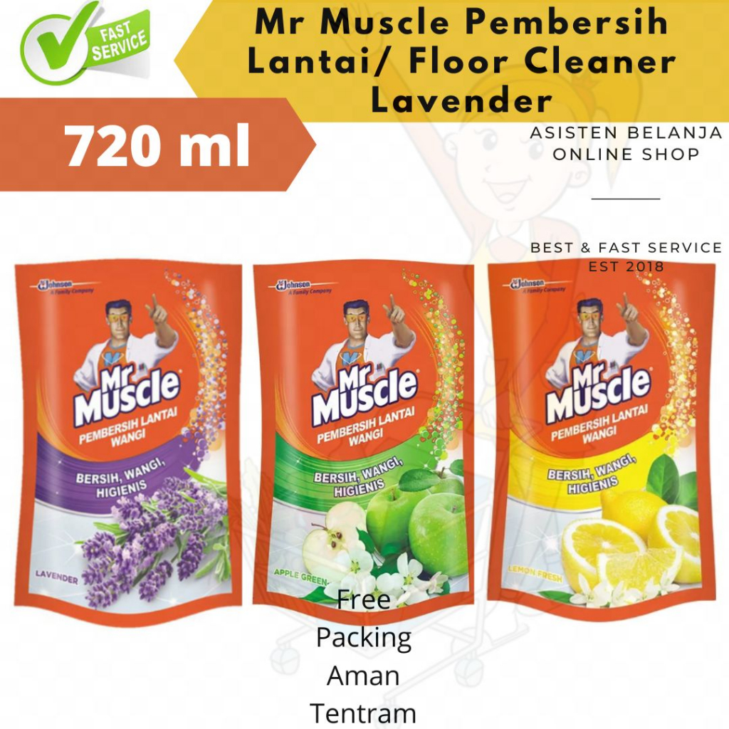 MR MUSCLE Pembersih Lantai Lavender Apple Green Lemon Fresh Refil 720 ml Floor Cleaner 720ml