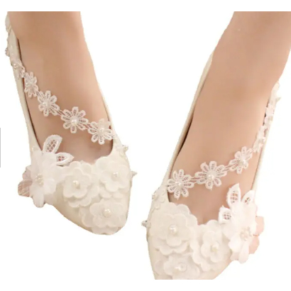 WEDDING SHOES LACE WEDDING SHOES  FLAT SHOES  5CM , 7CM , 9CM