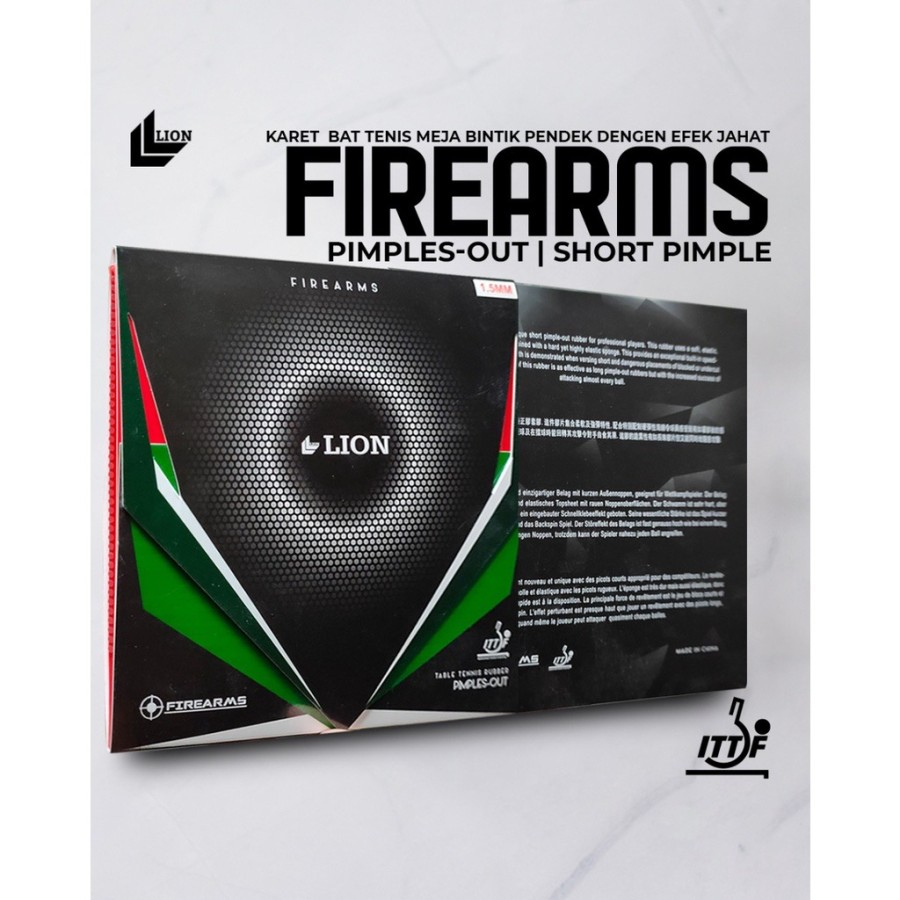 Karet Bet Pingpong Tenis Meja LION FIREARMS Bintik Pendek Original
