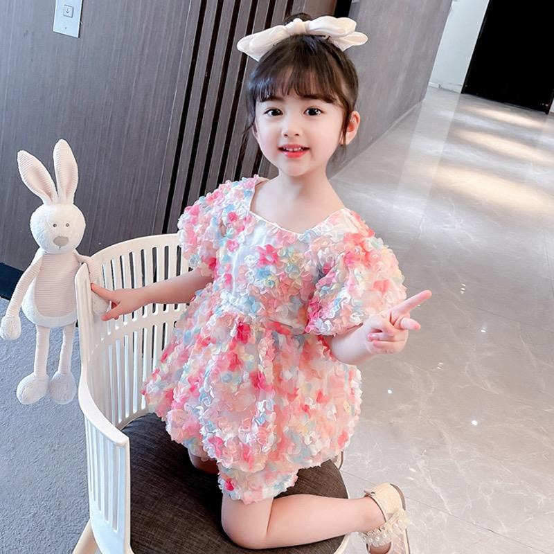 Setelan Anak Perempuan Motif Bunga Warna Warni