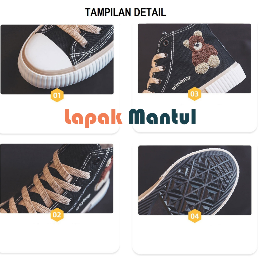 LM-0253 PROMO RAMADHAN [ Bisa COD ] Sepatu Kanvas  Wanita Model Bear Tinggi Sepatu Canvas Wanita Import High Quality-Sepatu Canvas Wanita Impor Sepatu Fashion Original