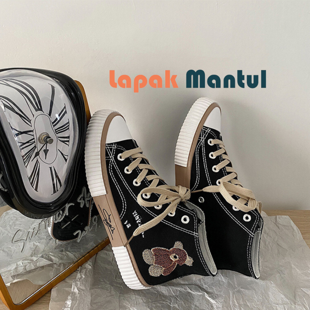 LM-0253 PROMO RAMADHAN [ Bisa COD ] Sepatu Kanvas  Wanita Model Bear Tinggi Sepatu Canvas Wanita Import High Quality-Sepatu Canvas Wanita Impor Sepatu Fashion Original