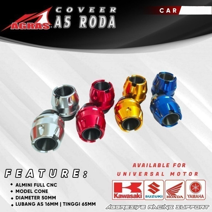 COVER TUTUP AS RODA MODEL CONE FULL ALMINI CNC AGRAS UNIVERSAL SEMUA MOTOR