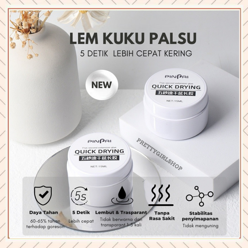 Pretty QUICK DRYING GEL UV /POLYGEL EXTENSION / Nail Gel Builder / Gel Extention 15ml / Lem Aksesoris Nail Art