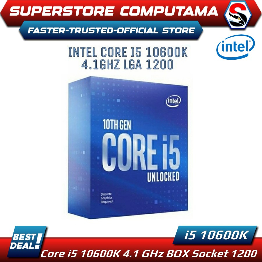 Processor Intel Core i5 10600K 4.1 GHz BOX Socket 1200 NEW ITEM 