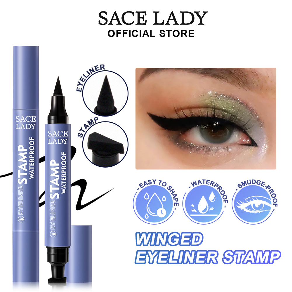 SACE LADY Stamp Eyeliner Waterproof Double Head Eyeliner Pensil Eye Makeup Black